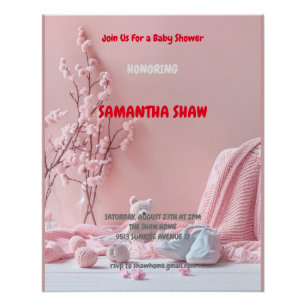 Pink Boho Spring Nature Foto Babydusche Poster