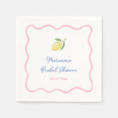 Pink Boho Squiggle Border Lemons Brautparty Serviette (Vorderseite)