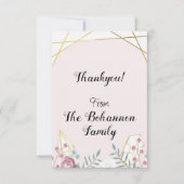 Pink Boho Style Dankeskarte (Vorderseite)