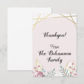 Pink Boho Style Dankeskarte (Vorne/Hinten)
