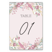 Pink Boho Style Tischnummer (Vorderseite)