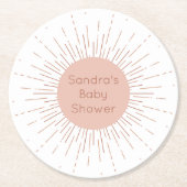 Pink Boho Sun Runder Pappuntersetzer (Vorderseite)