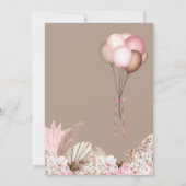 Pink Boho Teddy Bear Girl Babydusche warten Einladung (Rückseite)