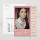 Pink Boho Textile Textile Textile Foto Unisex Absc Ankündigungspostkarte (Vorne/Hinten)