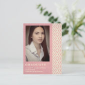 Pink Boho Textile Textile Textile Foto Unisex Absc Ankündigungspostkarte (Stehend Vorderseite)