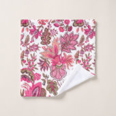 Pink Boho Vintag Floral Monogramm Badhandtuch Set (Waschlappen)