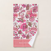 Pink Boho Vintag Floral Monogramm Badhandtuch Set (Handtuch)