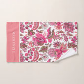 Pink Boho Vintag Floral Monogramm Badhandtuch Set (Handtuch)
