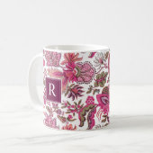 Pink Boho Vintag Floral Monogramm Kaffeetasse (Vorderseite Links)
