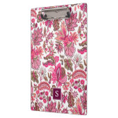 Pink Boho Vintag Floral Monogramm Klemmbrett (Links)