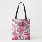 Pink Boho Vintag Floral Monogramm Tasche (Vorderseite)