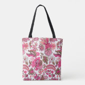 Pink Boho Vintag Floral Monogramm Tasche (Rückseite)