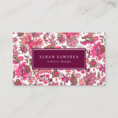 Pink Boho Vintag Floral Visitenkarte (Vorderseite)