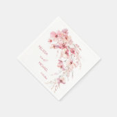 Pink Boho Wasserfarbe Blume Ihre Namen Hochzeit Serviette (Ecke)