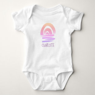Pink Boho Wasserfarbe Regenbogen Name Baby Girl Strampler