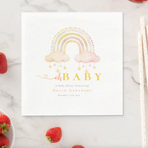 Pink Boho-Wasserfarben-Regenbogen-Mädchen-Baby-Par Serviette