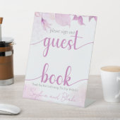 Pink Boho Wedding Guest Book Pedestal Schild (In SItu)