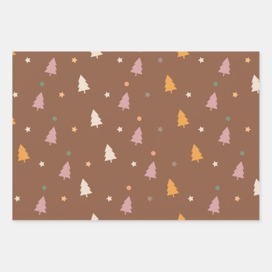 Pink Boho Weihnachtsbaum Wrapping Paper Sheets Geschenkpapier Set (Vorderseite 2)