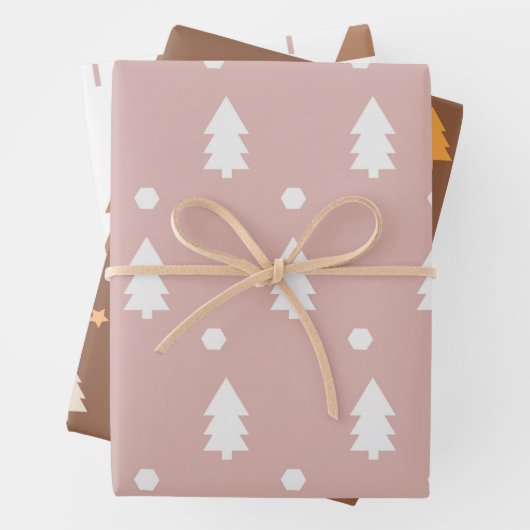 Pink Boho Weihnachtsbaum Wrapping Paper Sheets Geschenkpapier Set (Beispiel)