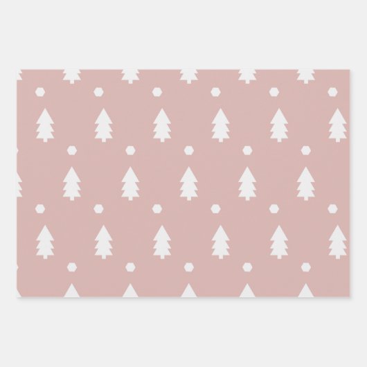 Pink Boho Weihnachtsbaum Wrapping Paper Sheets Geschenkpapier Set (Vorderseite)