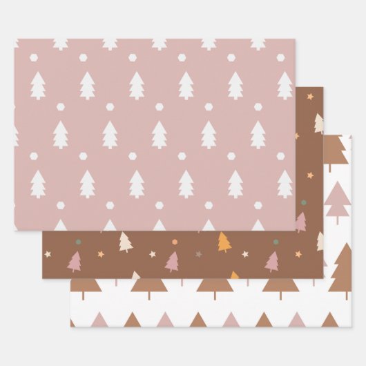 Pink Boho Weihnachtsbaum Wrapping Paper Sheets Geschenkpapier Set (Set)