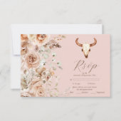 Pink Boho Western Hochzeit RSVP Karte (Vorderseite)