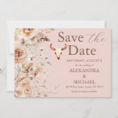 Pink Boho Western Hochzeit speichern das Datum Save The Date (Vorderseite)