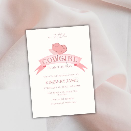 Pink Boho Wild West Cowgirl Hat Baby Dusche Einladung