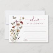 Pink Boho Wildblume Admin Card Einladung (Vorderseite)