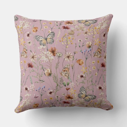 Pink Boho Wildblume Baby Stats Kissen (Rückseite)