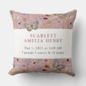 Pink Boho Wildblume Baby Stats Kissen (Vorderseite)