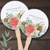 Pink Boho Wildblume Watercolor Bouquet Wedding Fächer