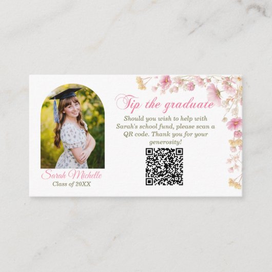 Pink Boho Wildflowers Graduation Party Begleitkarte (Vorderseite)