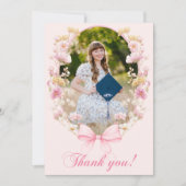 Pink Boho Wildflowers Graduation Party  Dankeskarte (Vorderseite)