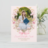 Pink Boho Wildflowers Graduation Party Einladung (Stehend Vorderseite)