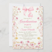 Pink Boho Wildflowers Graduation Party Einladung (Rückseite)