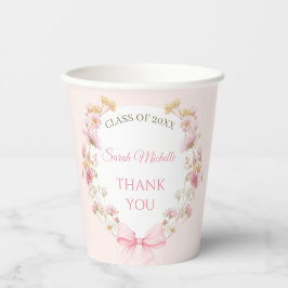 Pink Boho Wildflowers Graduation Party Pappbecher
