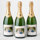 Pink Boho Wildflowers Graduation Party Schaumweinetikett (Flaschen)