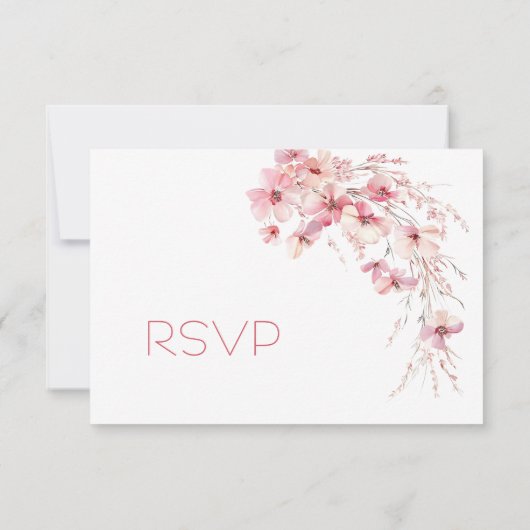 Pink Boho Wildflowers RSVP (Rückseite)