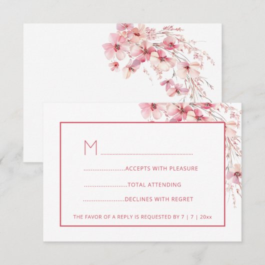 Pink Boho Wildflowers RSVP (Vorne/Hinten)