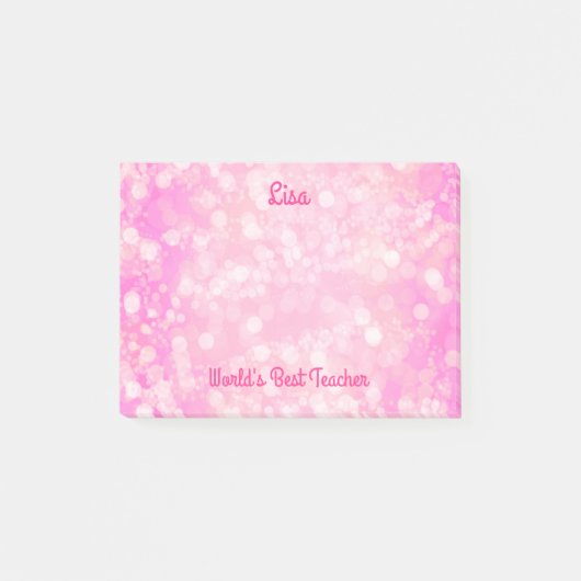 Pink Bokeh, der beste Lehrer der Welt Post-it Klebezettel (Vorderseite)