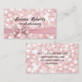 Pink Bokeh Event Planning Visitenkarte (Vorne/Hinten)