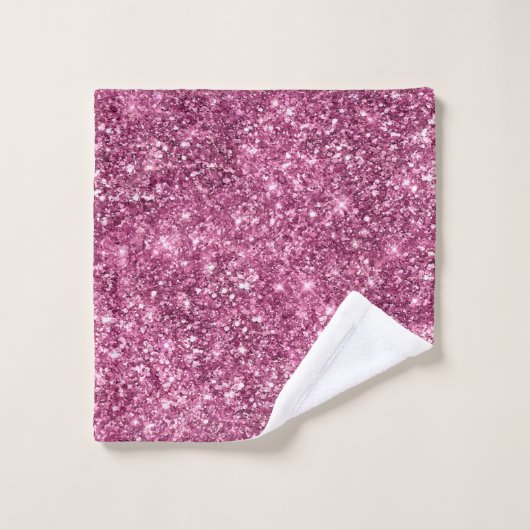 Pink Bokeh Glitzer Badhandtuch Set (Waschlappen)
