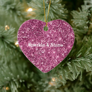Pink Bokeh Glitzer Keramik Ornament