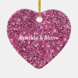 Pink Bokeh Glitzer Keramik Ornament