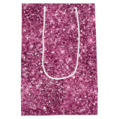 Pink Bokeh Glitzer Mittlere Geschenktüte (Rückseite)