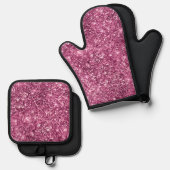 Pink Bokeh Glitzer Ofenhandschuh & Topflappen-Set (Vorderseite/Rückseite)
