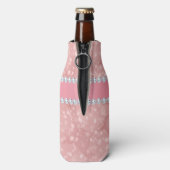 Pink-Bokeh-Glitzern und Diamanten Personalisiert Flaschenkühler (Flasche Rückseite)