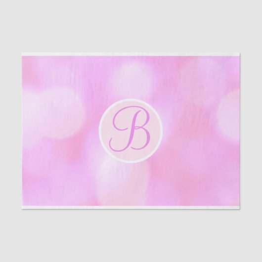 Pink Bokeh Glitzerschrift Monogramm Buchstabe Init Seidenpapier (Vorderseite)