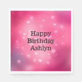 Pink Bokeh Hearts Geburtstag Serviette (Vorderseite)